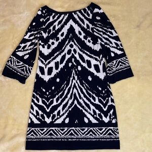 Dark Navy and White Patterned Dress